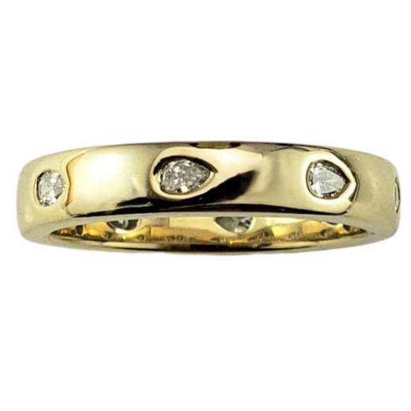 14 Karat Yellow Gold and Diamond Wedding Band Ring Size 6.75 #18843 - Picture 2 of 8